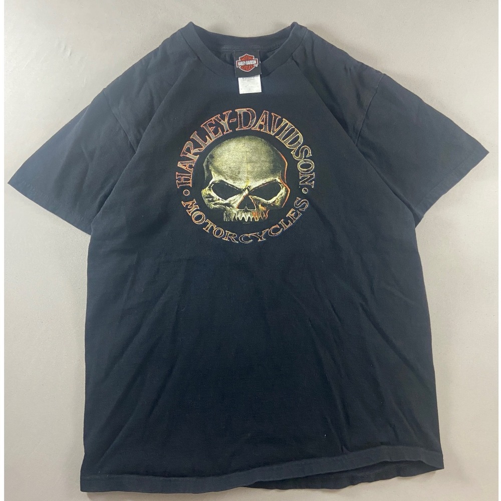 2018 Harley Davidson Skull Motorcycles Black T Shirt Men Large Graphic Tee